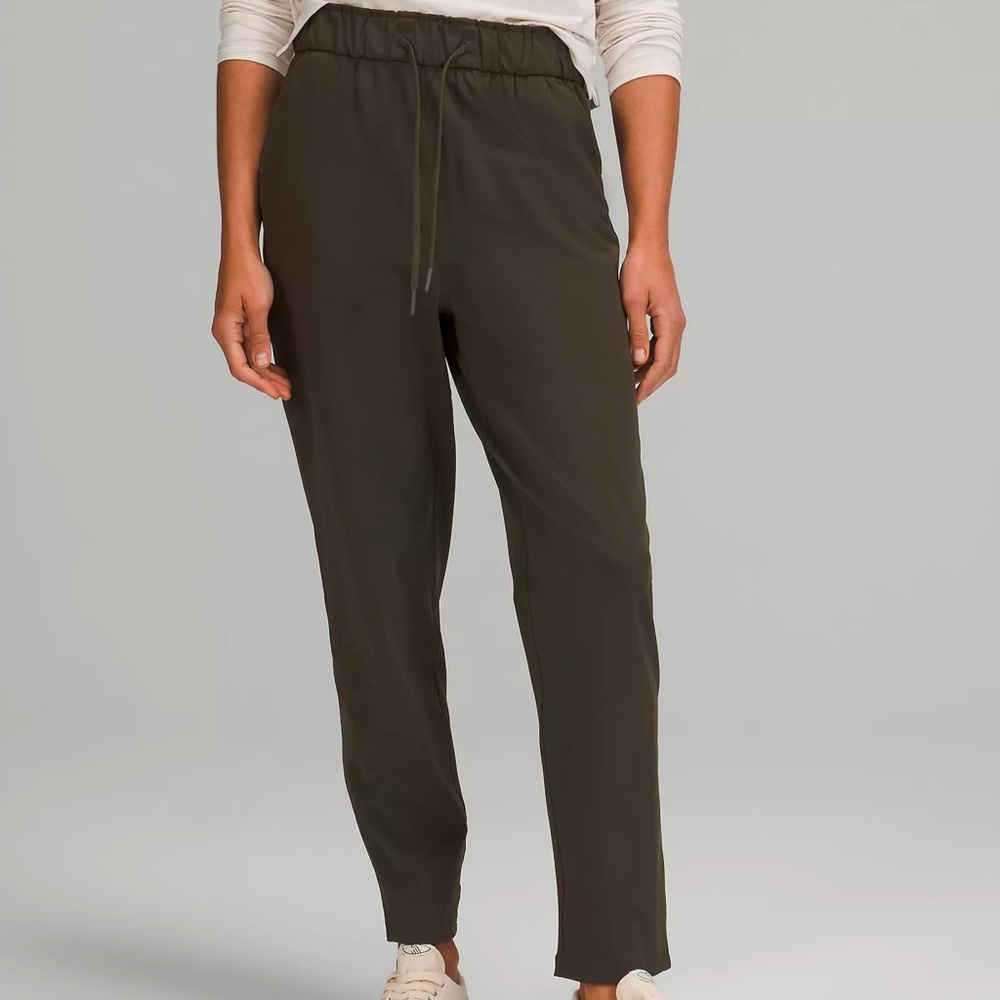 Lululemon keep moving stretch high-rise pant 7/8 length olive green size 4